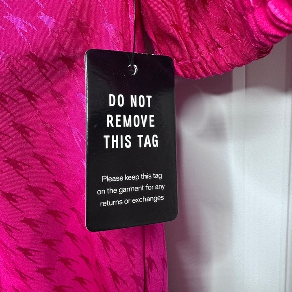 🆕 Express Women Pink V Neck Open Front Faux Wrap Knotted Waist Hi-Lo Maxi Dress - Picture 5 of 7